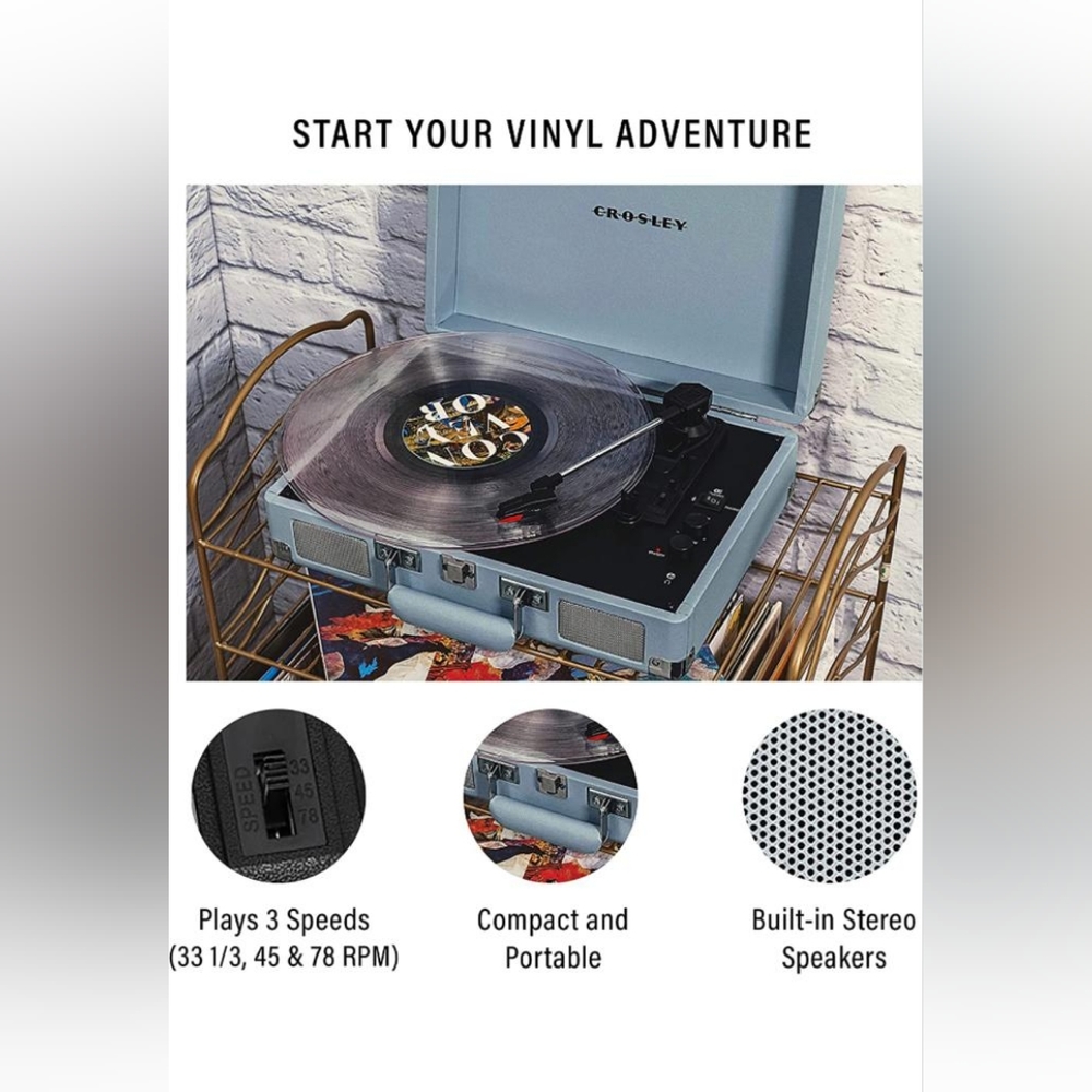 Crosley CR8005F-TN Cruiser Plus Vintage 3-Speed Bluetooth in/Out Suitcase Vin...